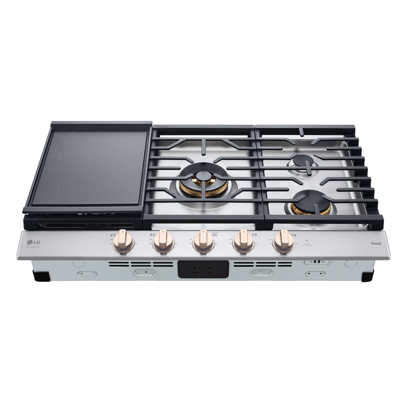 36" Natural Gas Cooktop with 5 Burners, Essence White