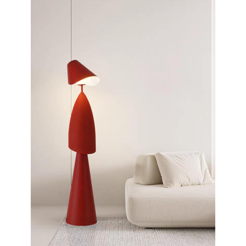 Light Luxury Iron & PE Art Floor Lamp, Red, Red