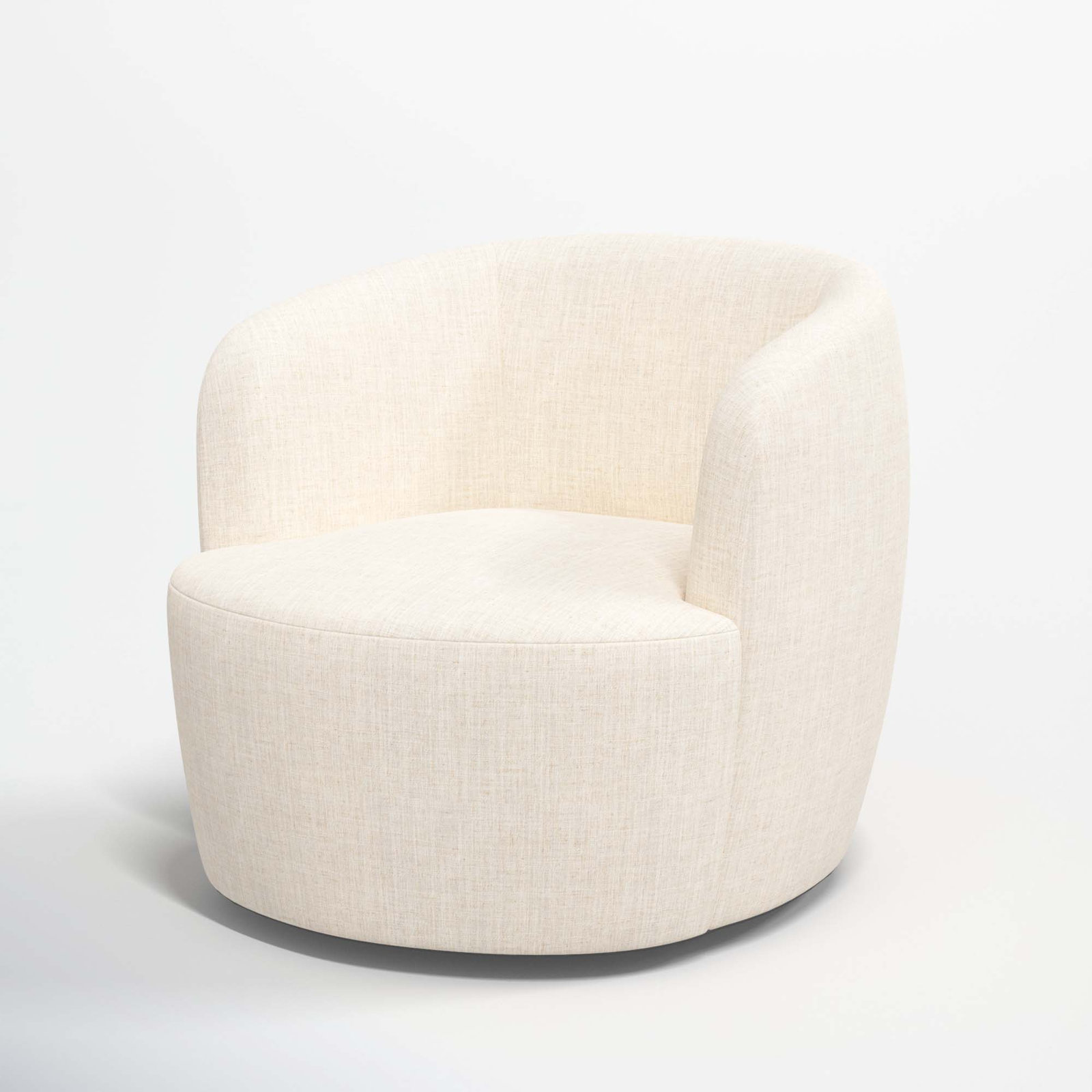 Mina Swivel Barrel Chair, Classic Talc Linen