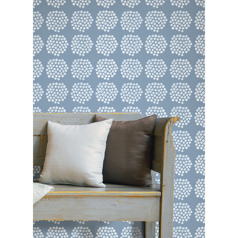 Puketti 18' L x 20.8" W Peel and Stick Wallpaper Roll, Blue/White