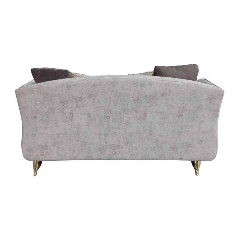 Causeuse à accoudoirs évasés 66 po Scheffler, Mélange de coton gris clair