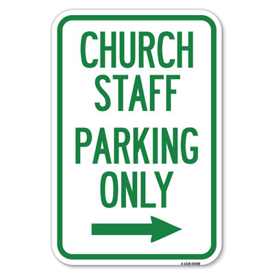 Stationnement du personnel de l'église seulement (avec flèche droite) / 24258