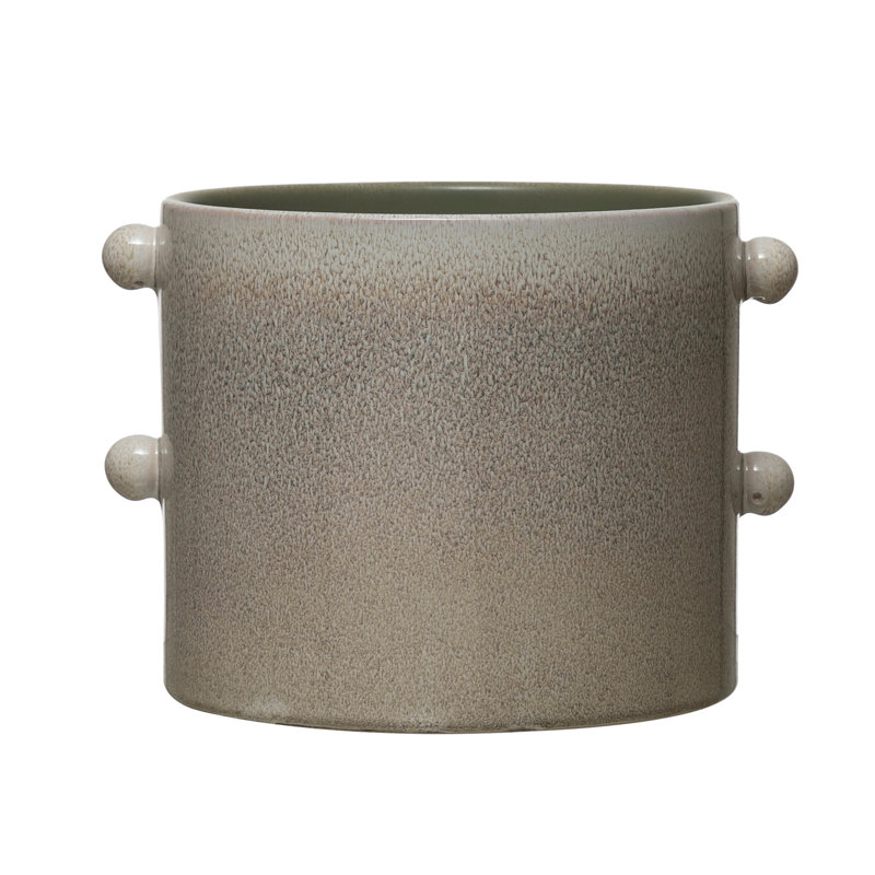 Elegant Cream Stoneware 9.75'' Round Indoor Planter
