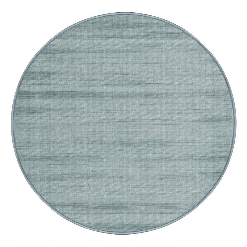 Tapis bleu uni lavable à la machine, Rond 7 pi