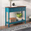 Console de style campagnard avec 2 tiroirs et tablette de rangement inférieure pour le vestibule, table d'appoint rustique avec tiroir de rangement et tablette pour le salon, couloir (bleu pagode)