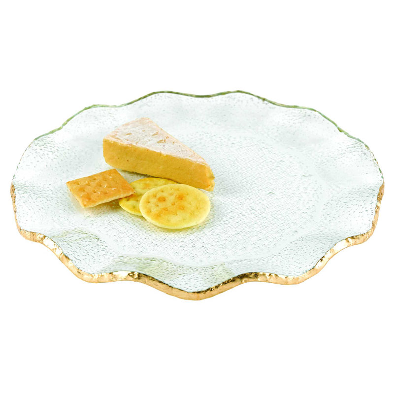 Mouth Blown Wavy Edge 13" Melamine Dinner Plate, Gold