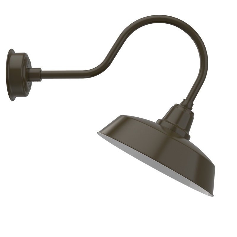 Luminaire de grange d’extérieur à del Vandervliet, H 8 po x l 16 po x P 12 po, Bronze acajou