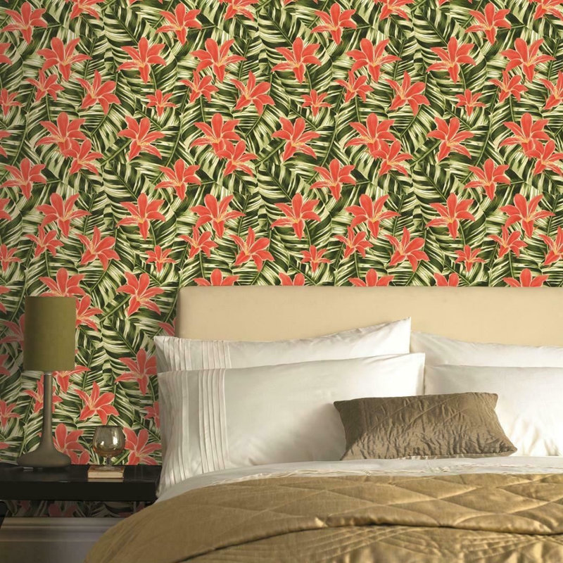 Graham & Brown Superfresco Easy Brier Green Tropical Leaves Wallpaper Paste The Wall 33-036