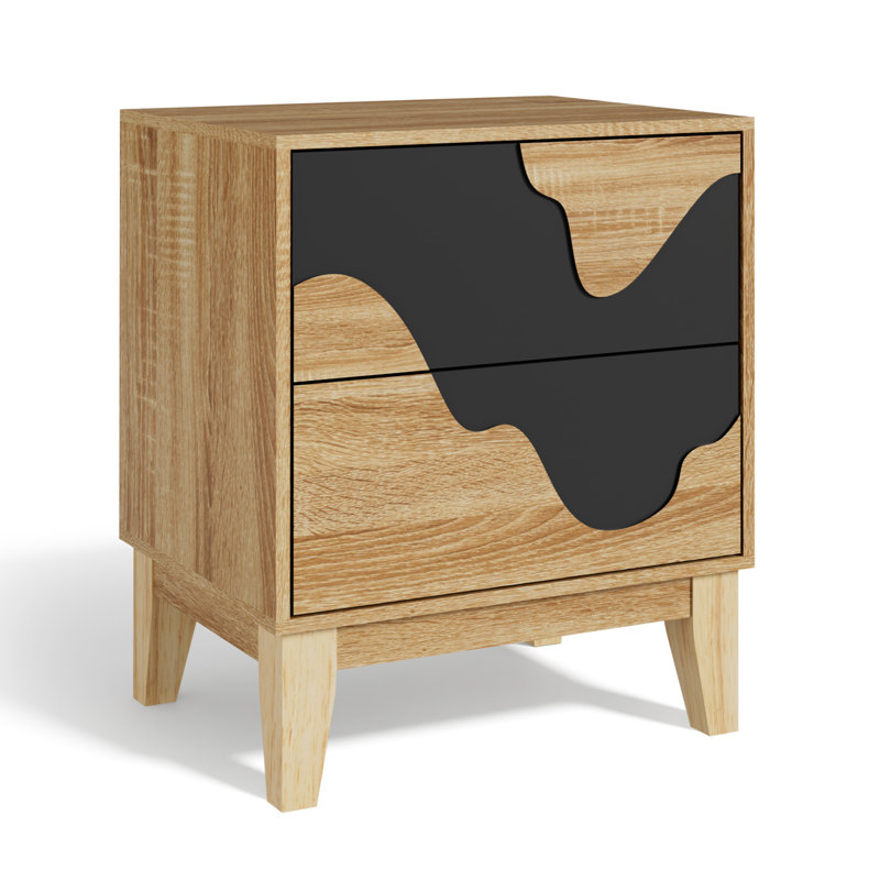 17.7“W Flowing Water Geometry Nightstand, Nature