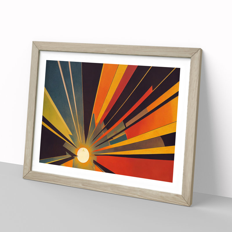 Abstract Sunset Sun Vol.8 - Framed Print, 46cm H x 64cm W x 2cm D, Oak Framed