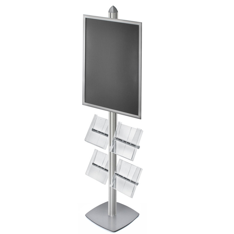 Ensemble de présentation Sky Tower avec cadre à pression l 22 po x H 28 po et quatre pochettes latérales en acrylique