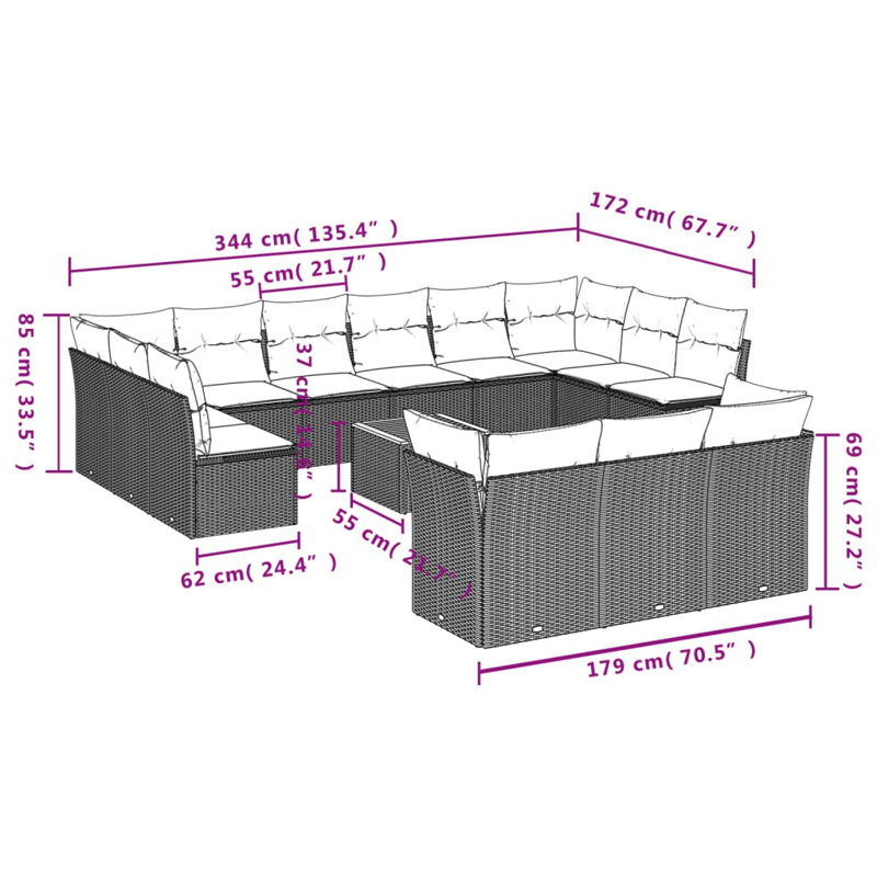  Ensemble de canapé de jardin mélange beige, gris clair