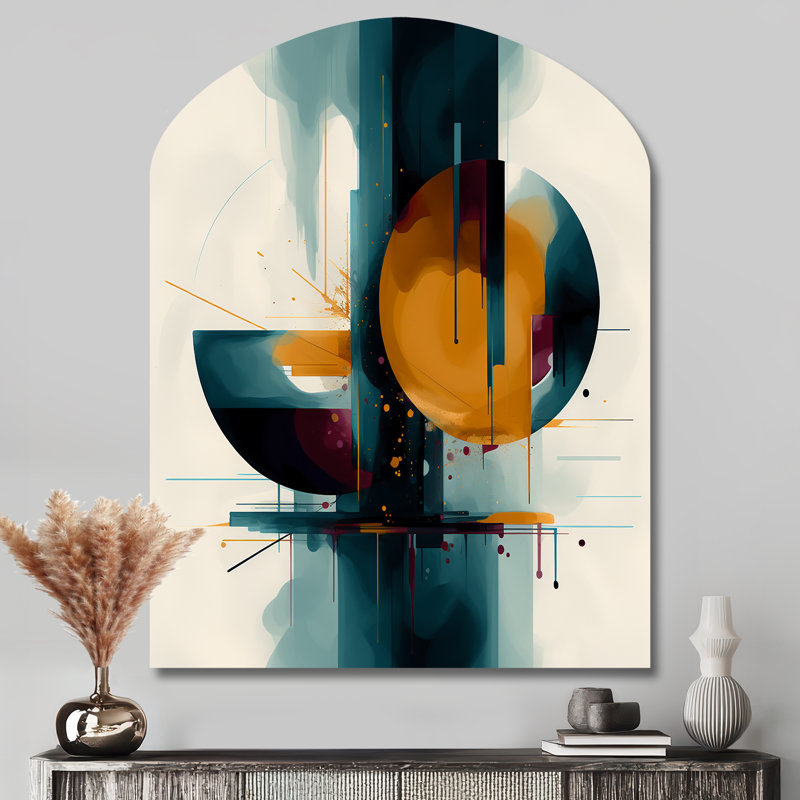 The Geometry Of Light III - Arch Abstract Geometric Metal Wall Art, Asymmetrical Metal Wall Sculpture Print