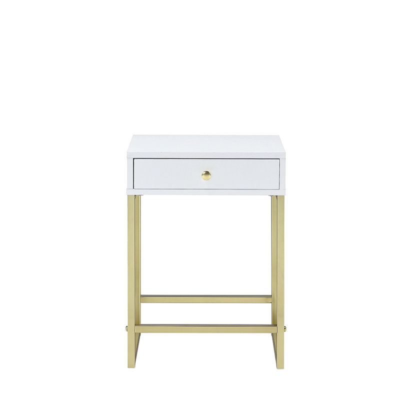 Table d'appoint blanche et laiton