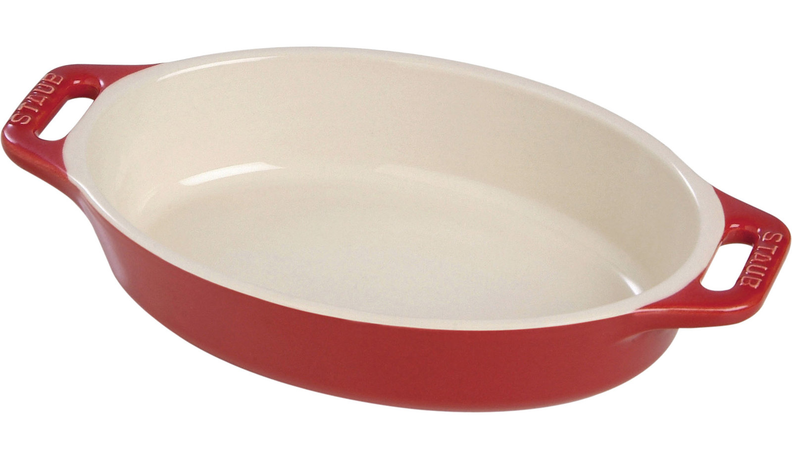 Staub Ceramic Oval Baking Dish, Cherry, 2.4"H x 14.5"L x 10.8"W