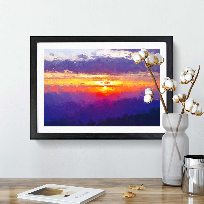 Cloudy Sunset in Abstract - Picture Frame Graphic Art Print, 36cm H x 48cm W x 2cm D, Black Framed