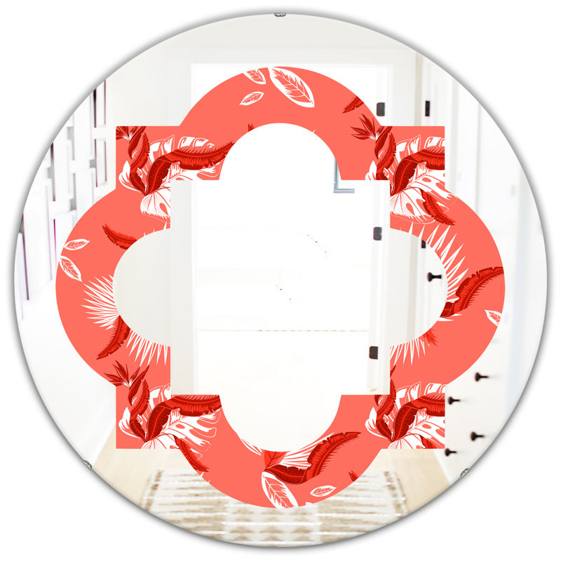 Miroir mural quadrilobe éclectique sans cadre, H 31,5 po x l po