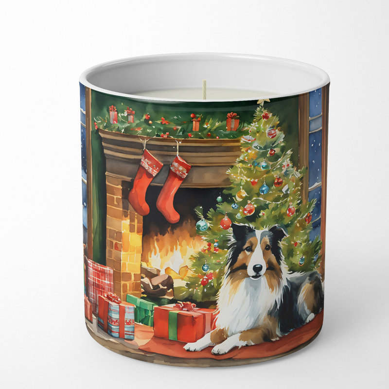 Bougie de Noël parfumée avec support en céramique