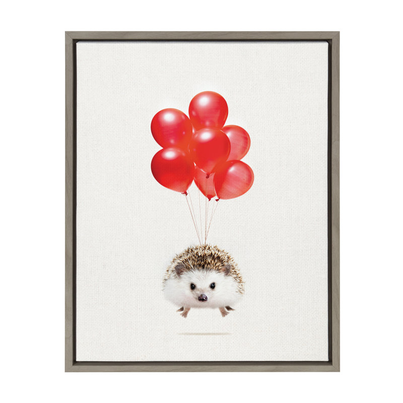 «Hedgehog Ballons» par Amy Peterson, reproduction d'art sur toile encadrée