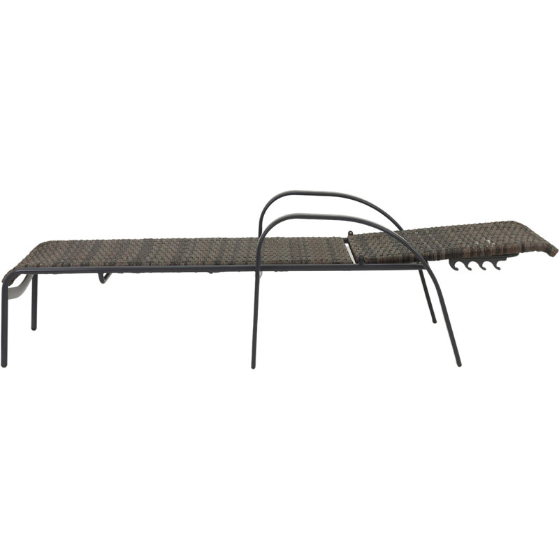 Guthki Outdoor Rust-Resistant Metal Chaise Lounge, Brown/Dark Gray