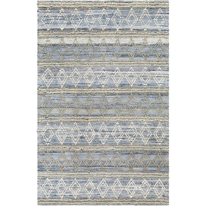 Tapis bleu / gris à tissage plat Andersonville, Rectangle 6 pi x 9 pi