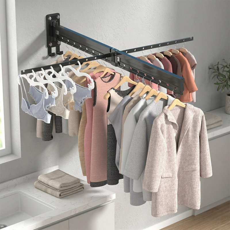 Séchoir à linge mural pliable, H 7,09 po x l 44,29 po x P 3,15 po