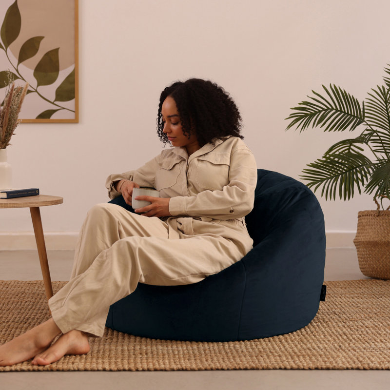 Kingston Velvet Classic Bean Bag, Midnight Blue