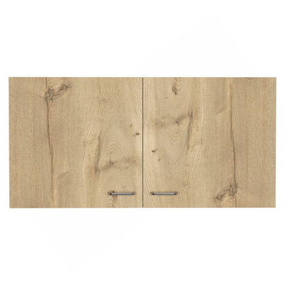 Napoles Wall Cabinet, Two Shelves, Double Door -White / Light Oak