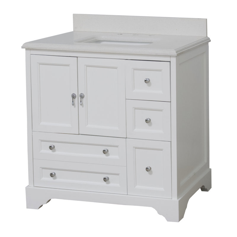 Tilford 36'' Single Bathroom Vanity, Quartz, White