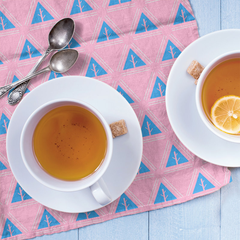 Theo Nath Tea Towel Kitchen Towel, Blue/Pink/White, Cotton Twill