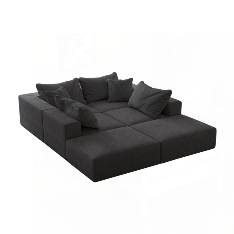 Ensemble de canapé modulaire surdimensionné désossé pour salon et chambre à coucher, Gris