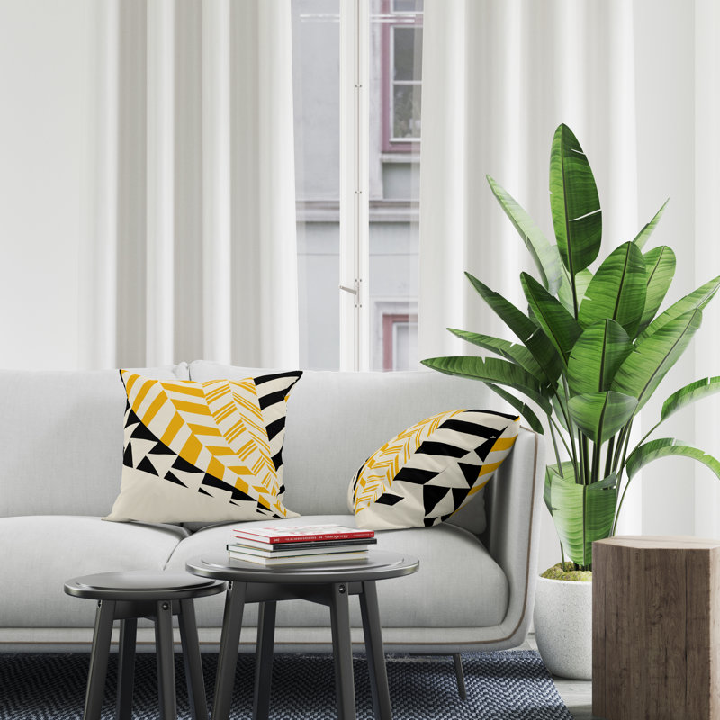 Jeté carré intérieur / extérieur en polyester Ikom, L 17 po x H 17 po, Jaune
