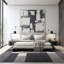 Tapis gris, noir et blanc touffeté à motif géométrique Akieba-24121776