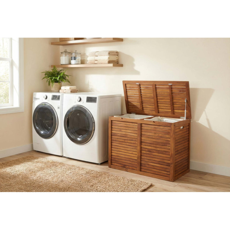 Le panier à linge ou de rangement double en teck The Original Spa