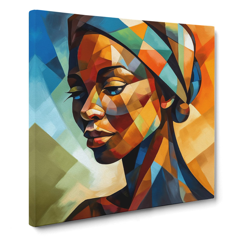 African Woman Cubism No.2 - Wrapped Canvas - Framed Print, 35cm H x 35cm W x 3cm D