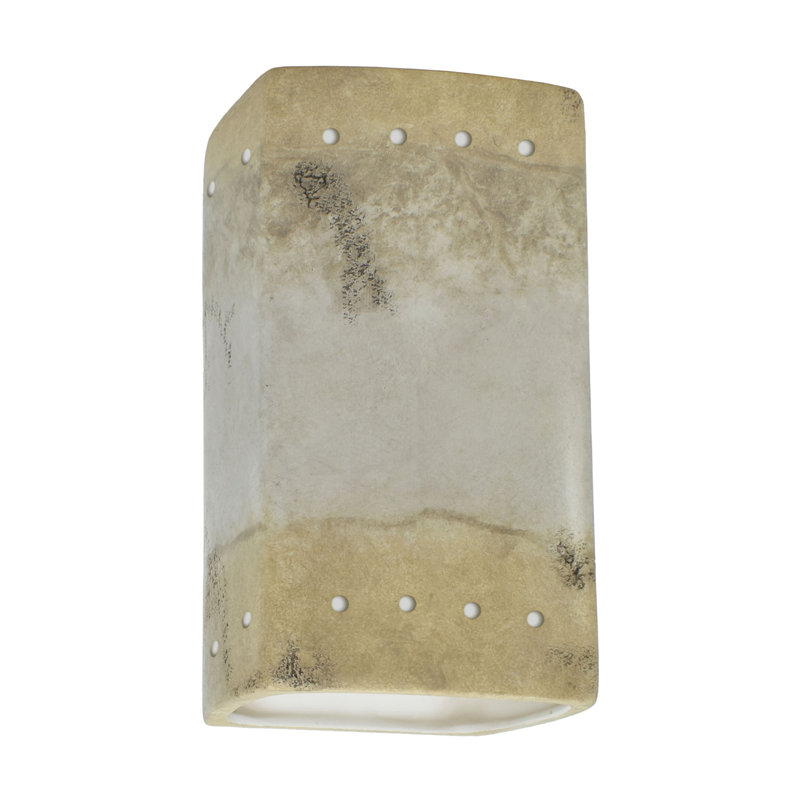 Logan Ceramic Outdoor Wall Light, Hammered Copper, LED, 9.5" H x 5.25" W x 4.5" D