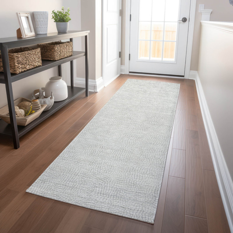 Eleya Gray Washable Indoor-Outdoor Rug - , 2'3" x 7'6"