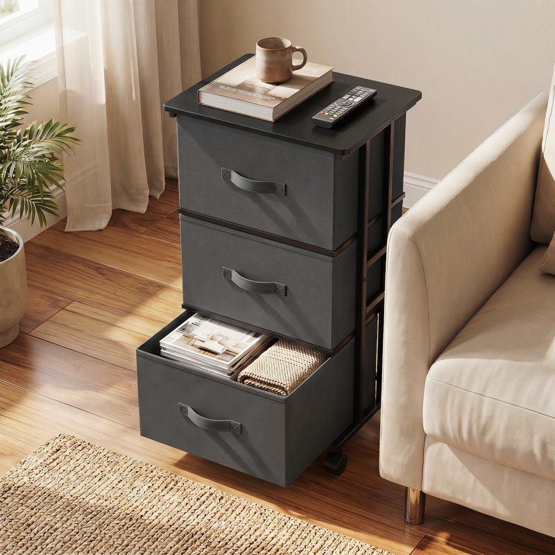 Commode avec 3 tiroirs, structure en métal pour le rangement dans les placards, armoire de rangement verticale pour chambre à coucher, garde-robe et bureau