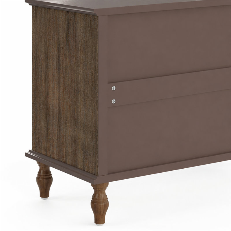 Grande commode à 4 tiroirs avec pied en bois massif, Brun rustique profond
