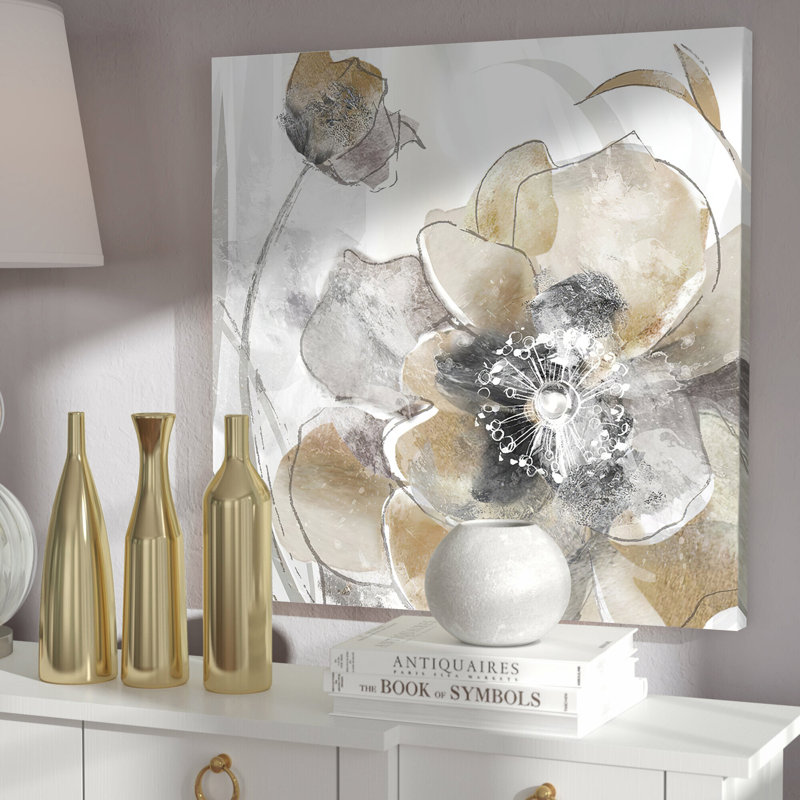 Taupe Spring Poppy I by Maria Donovan - Wrapped Canvas Painting, 45.72 cm H x 45.72 cm W x 1.91 cm D, Wrapped Canvas