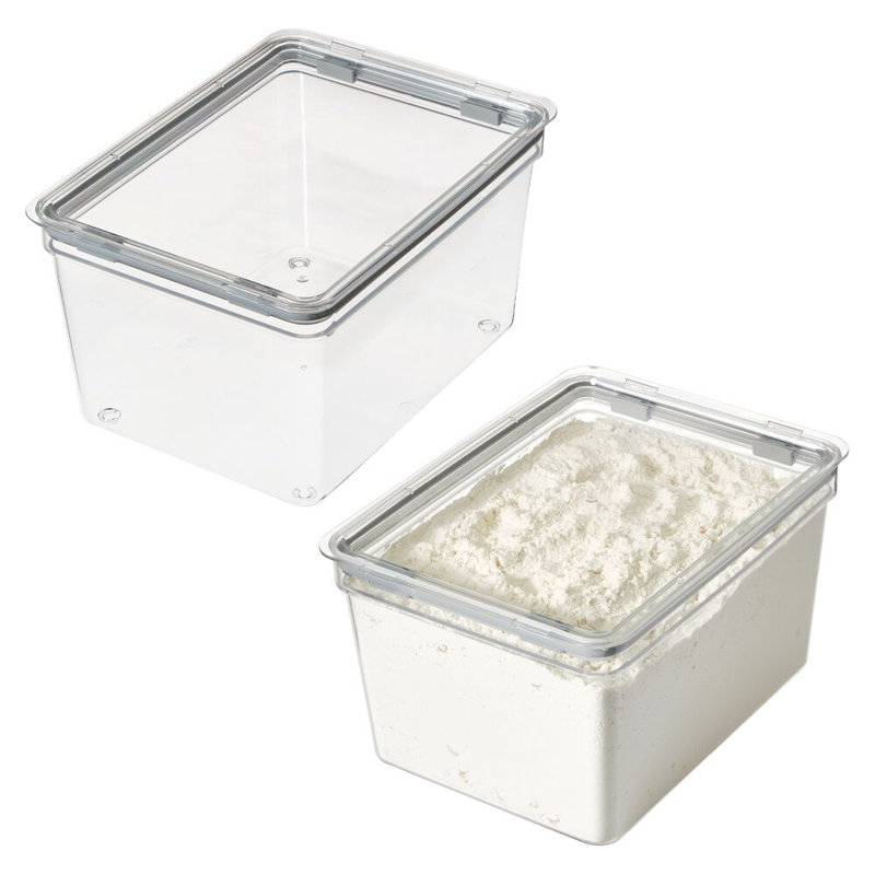 iDesign Large Food Storage Bin with Airtight Lid for Kitchen or Pantry Storage - Set of 2 - Clear, 8.6 Quarts
