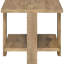 Table basse et de bout carrée deux pièces, finition manguier, bois d'ingénierie, table de rangement ouverte de style rustique, bois franc d'aspect, pieds larges pour le soutien