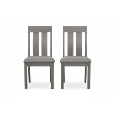Zeke Gray Fabric Side Chair Set Of 2 With Slat Back