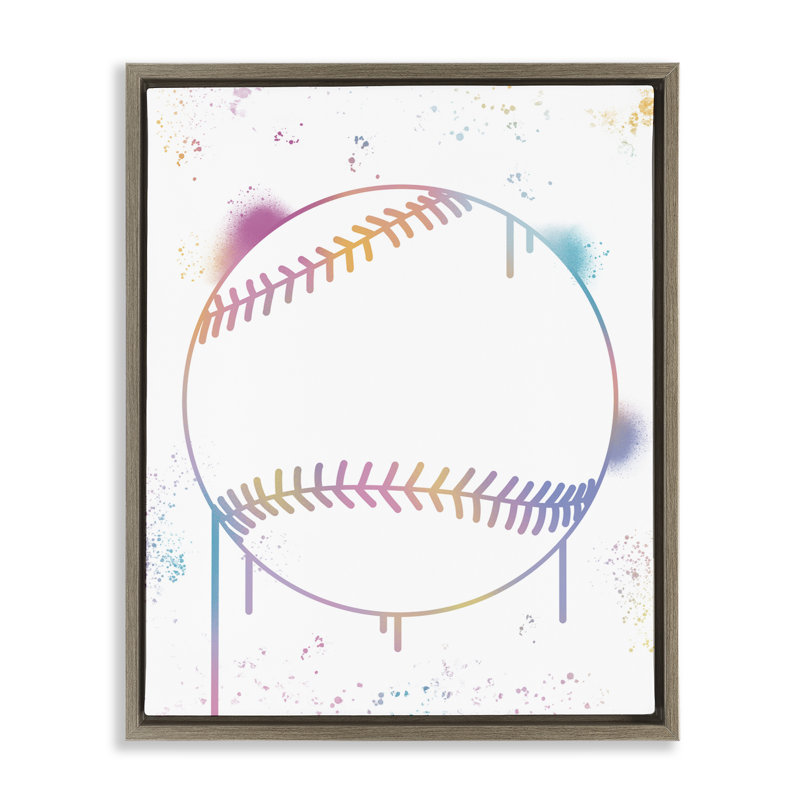 Cadre flottant Graffiti Baseball Drip, design par Marcus Prime, H 21 po x l 17 po, Cadre flottant orme Montalcino