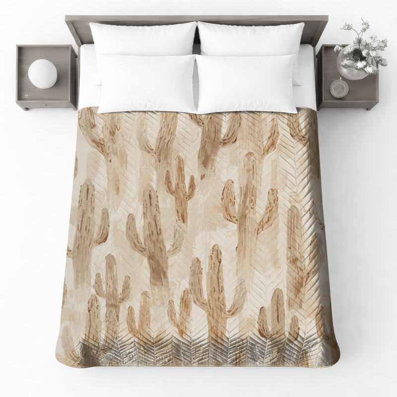 Desert Cactus Pattern Bedding Cactus Bedspread Nature, Full / Double