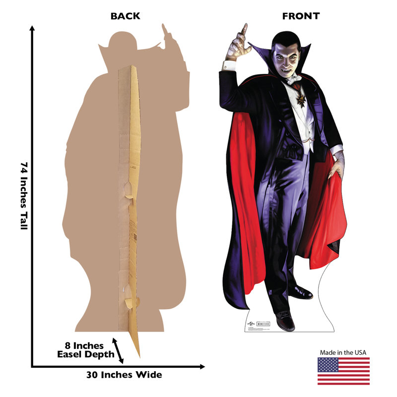 74'' Dracula Cardboard Cutout with Red Cape
