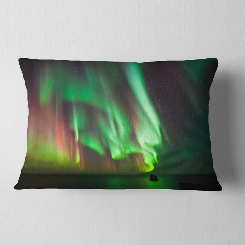  Abstract Northern Lights Aurora Lumbar Pillow