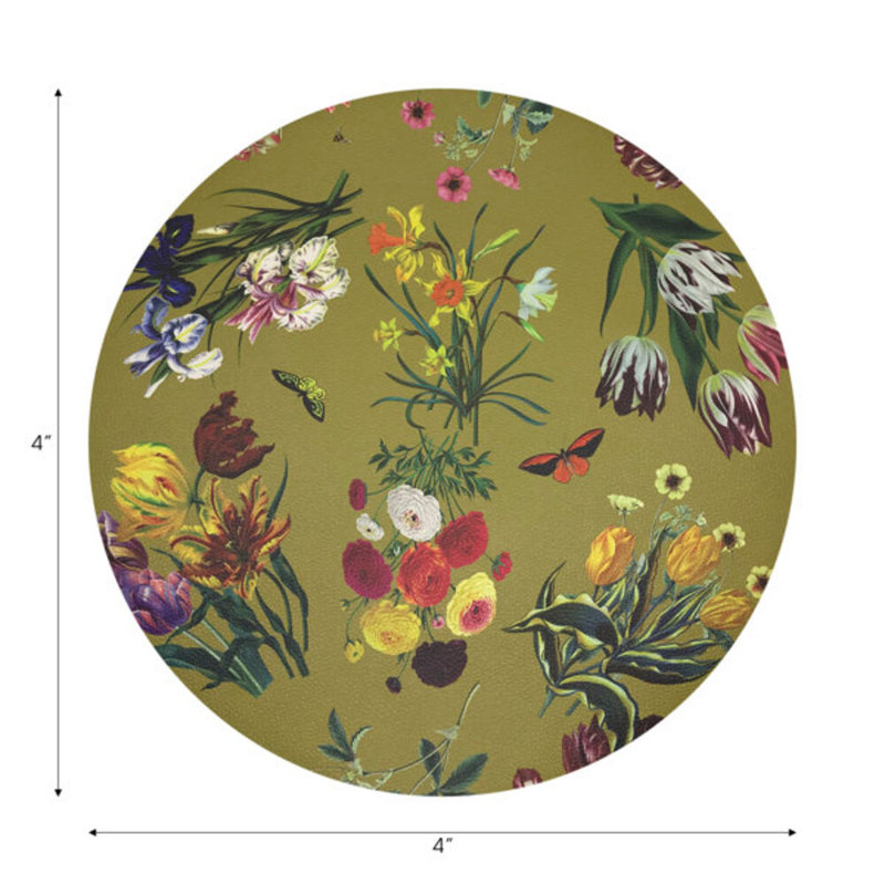 Sous-verres ronds en cuir Flora Fauna, Acide