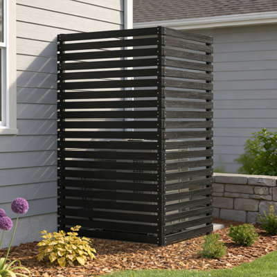 38" W X 71" H Privacy Fence Screen, Outdoor AC Unit Enclosure, Weatherproof Pool Equipment & Trash Can Concealer, Black