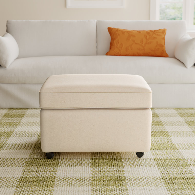 Rika Upholstered Ottoman, Bayou Natural Canvas